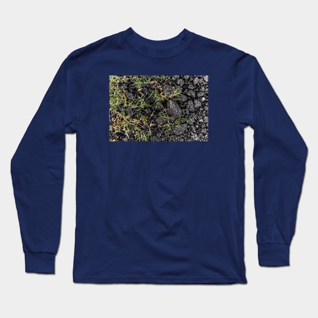 Green Grass Growing On Black Stones - Alternative Long Sleeve T-Shirt by textural